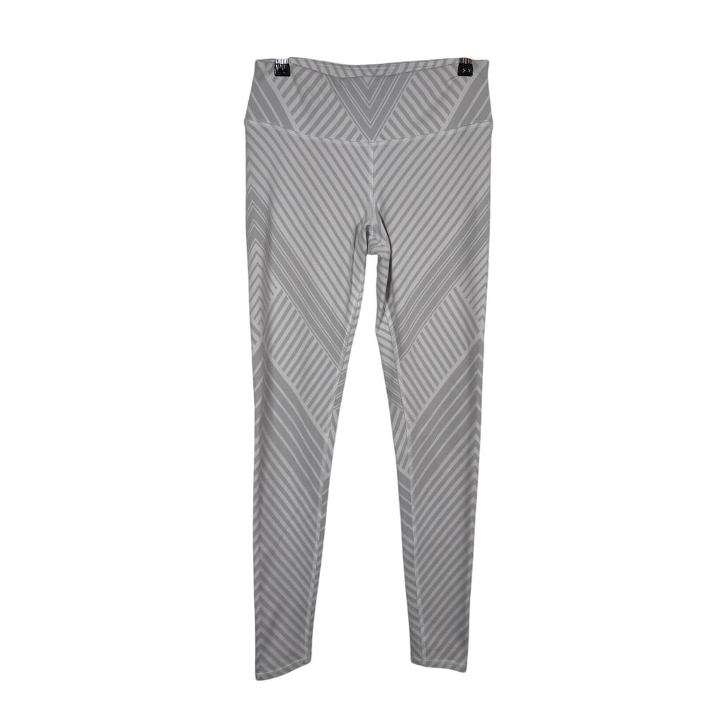 Alo Mid Rise Leggings Size Small Gray White High Rise Chevron Stripe Full Length